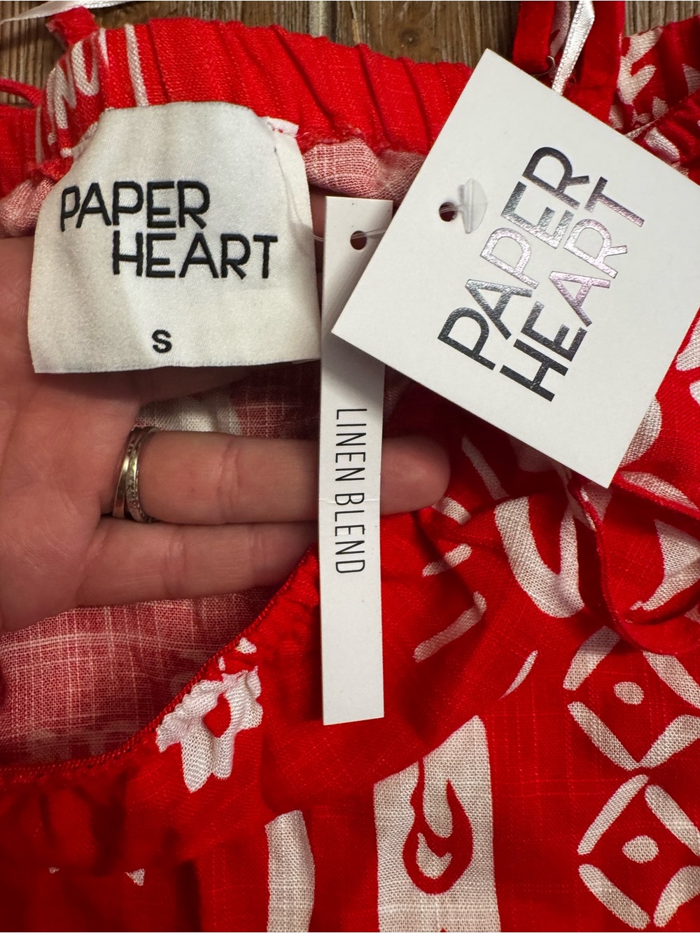 Paper Heart Anthropologie Fuego Graphic Linen Maxi Dress Red - Picture 12 of 12